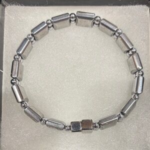 Chic Men’s Magnetic Silver Beaded Bracelet #177